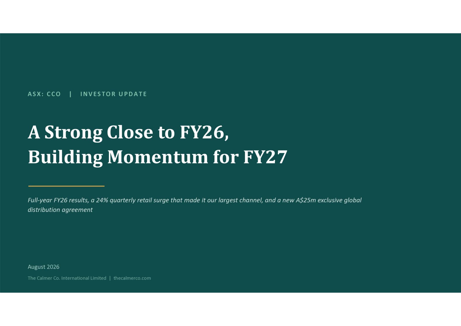 Investor Update Presentation